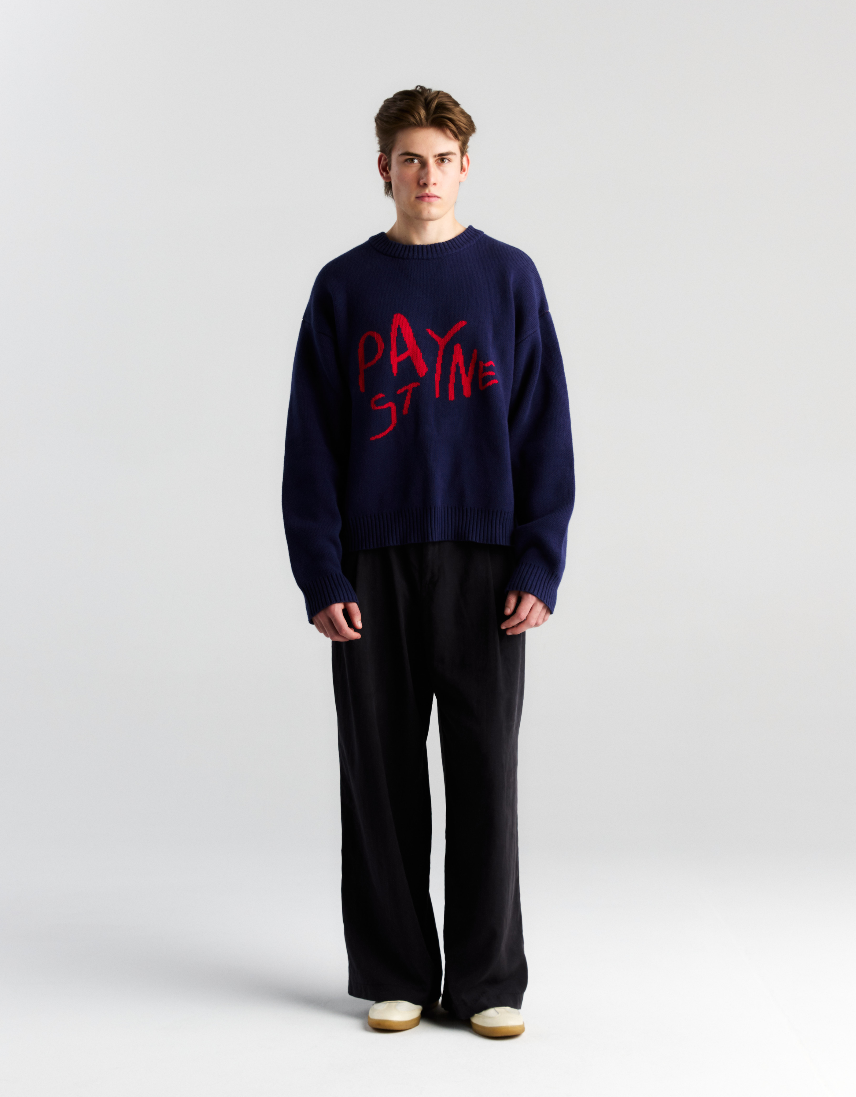 Navy Footy Intarsia Knit