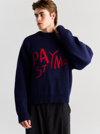 Navy Footy Intarsia Knit
