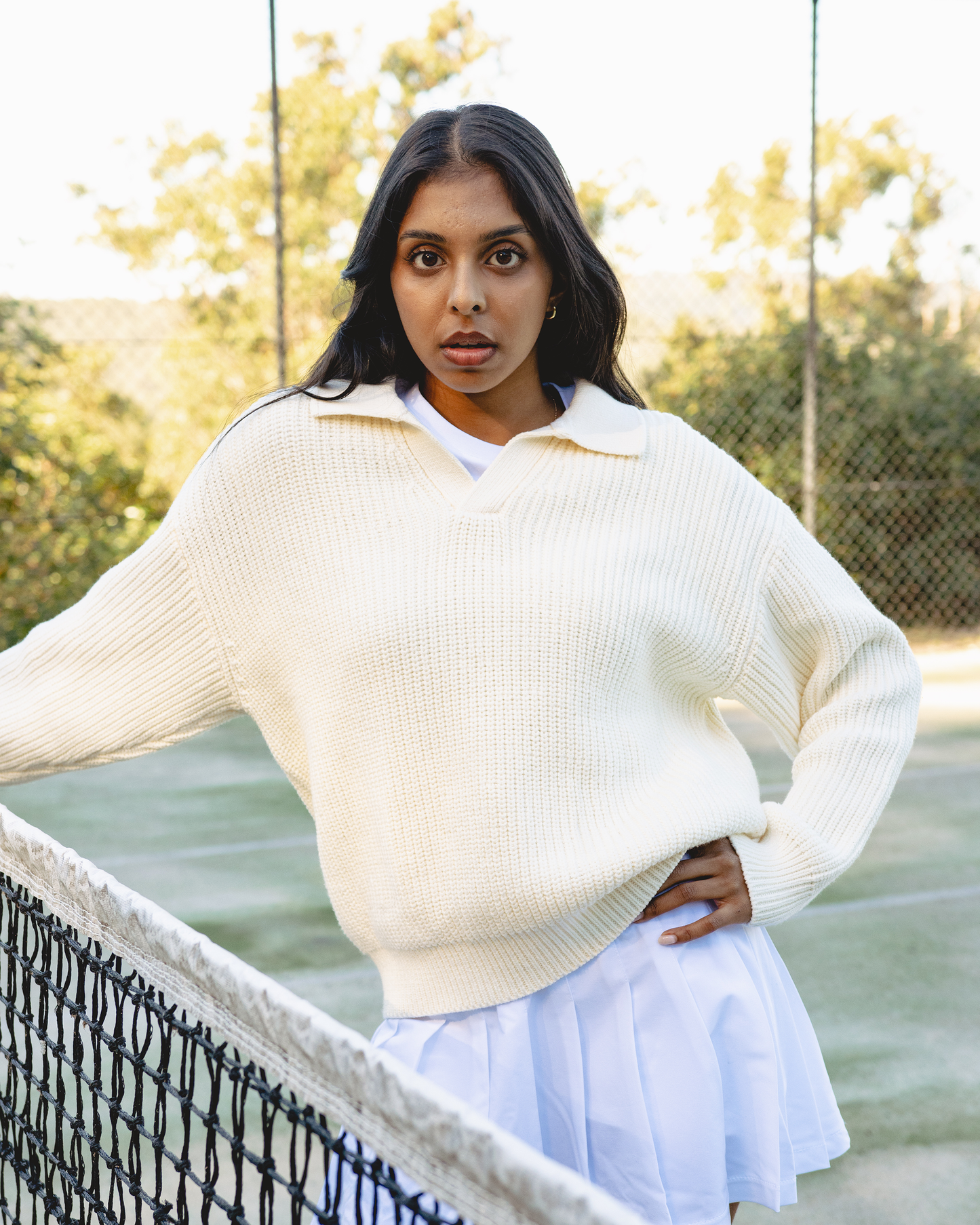 Cream Polo Knit.