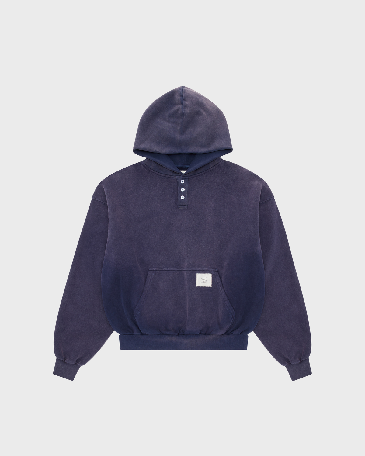 Henley Hoodie - Washed Navy