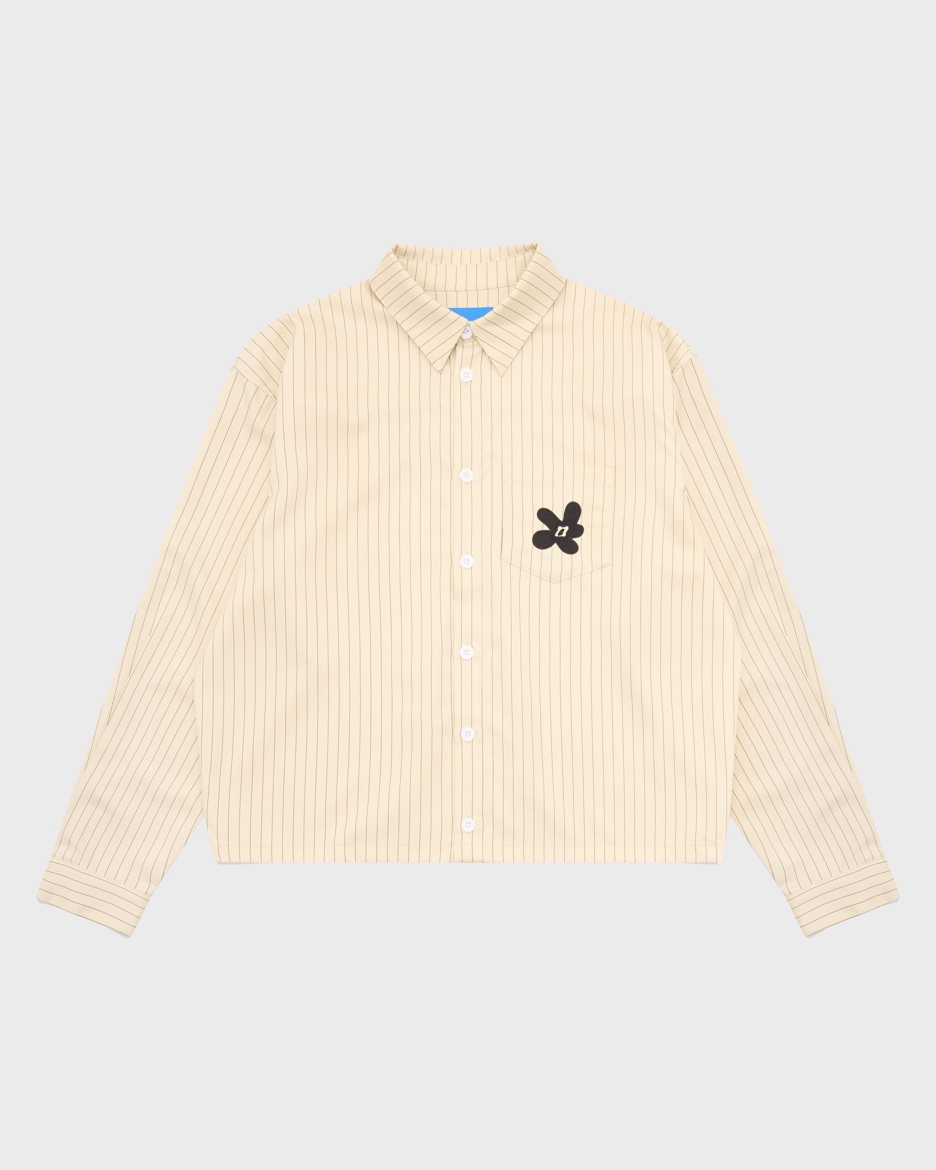 Cream Pinstripe Flower Shirt