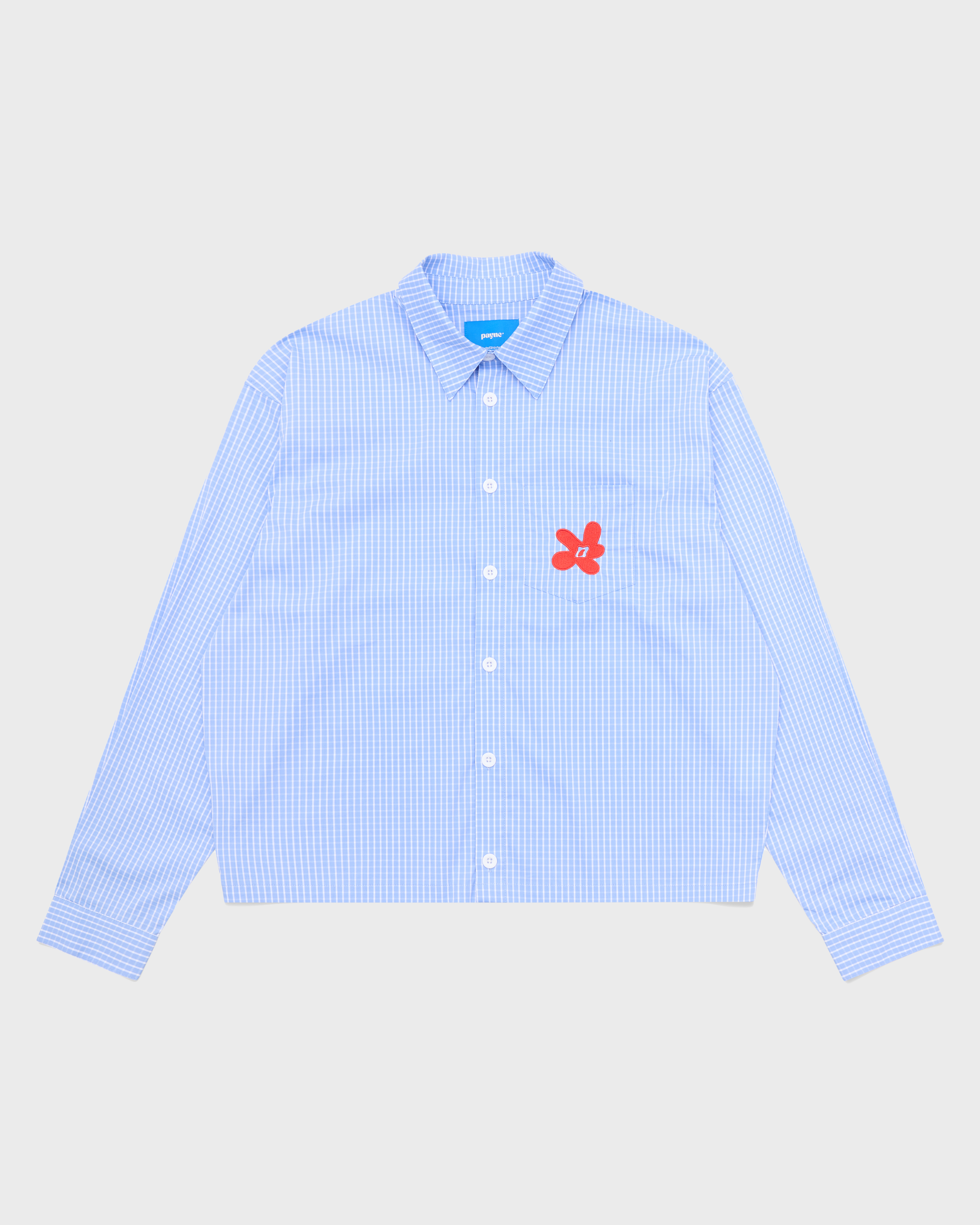 Light Blue Check Flower Shirt