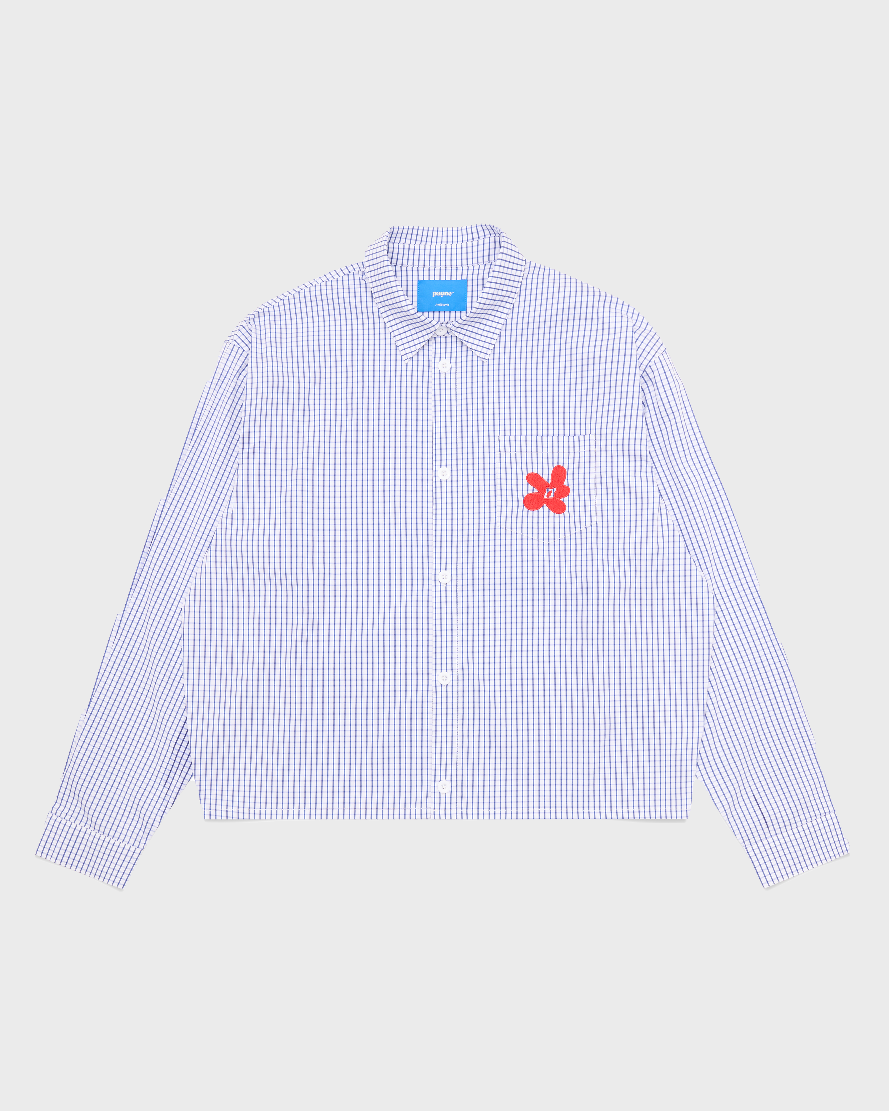 White/Navy Check Flower Shirt
